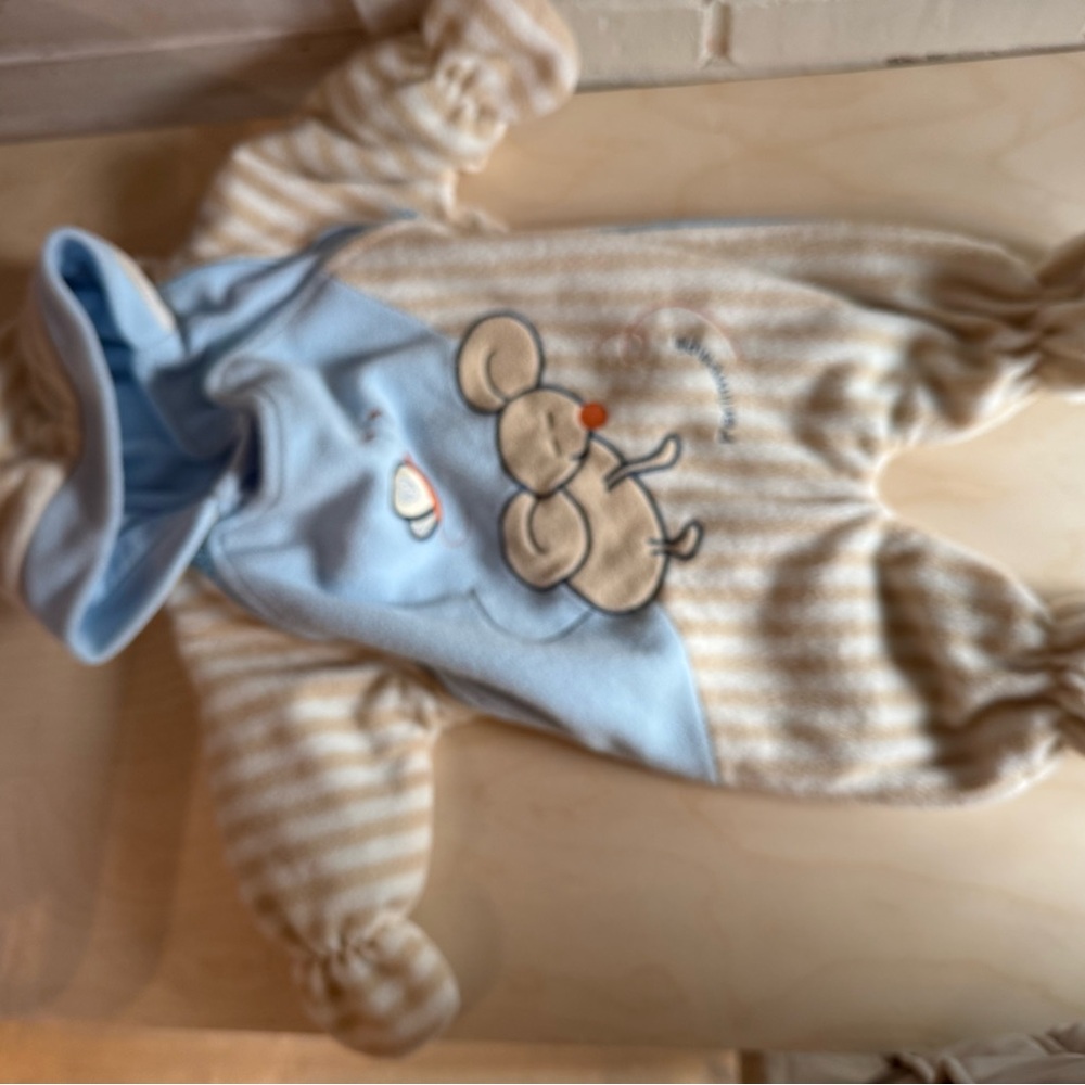Cozy Striped Blue and Cream Kids Footie